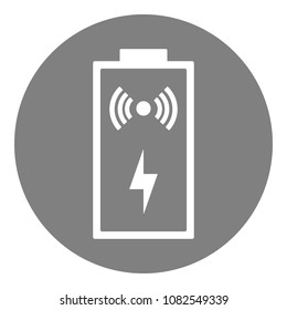 Wireless charging symbol. Battery icon. Round button. Vector.