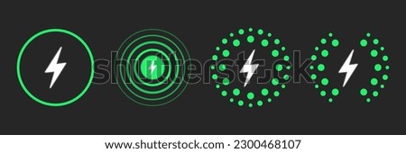 Wireless charging variations of icons. Wireless charging icon concept. Charging icons set for web and animation. Charging Battery Energy. Vector illustration