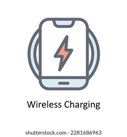 Wireless Charging Vector   Fill outline Icons. Simple stock illustration stock