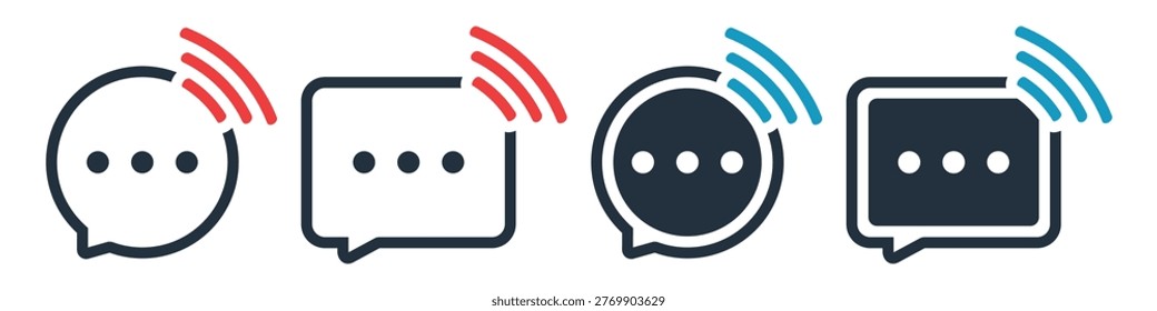 Wireless Chat Icon with Speech Bubble and WiFi Signal. Online Messaging. Vector Illustration