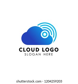 wireless cloud logo design vector icon. cloud tech logo design
