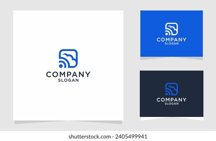 wireless cloud logo design vector icon. cloud tech logo design