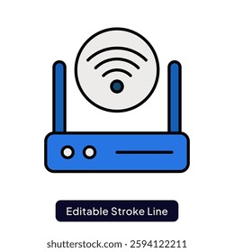 Wireless Communication Icon for Smart Connectivity and Digital Networks. Filled line icon