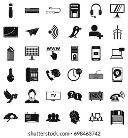 Wireless communication icons set. Simple style of 36 wireless communication vector icons for web isolated on white background