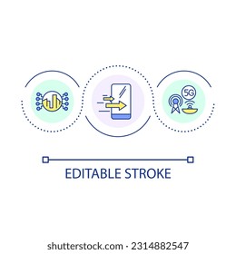 Wireless communication loop concept icon. 5g connection. IoT technology. Telecommunication abstract idea thin line illustration. Isolated outline drawing. Editable stroke. Arial font used