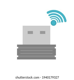 Wireless communication module for mouse or keyboard. Mini format. Flat vector illustration
