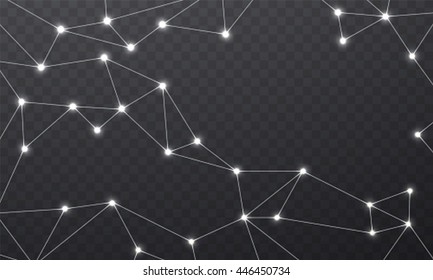 Wireless communication network. Geometric bright polygonal structure mesh  white color. Internet connections on transparent background.
