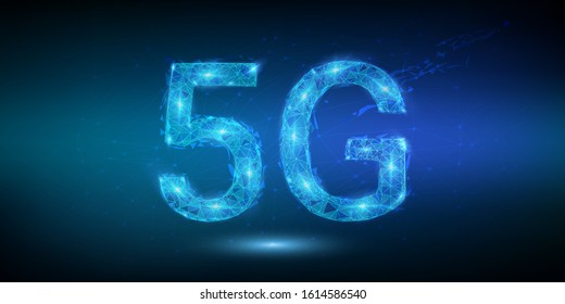 Wireless communication network,abstract image visual, internet of things. 5G concept of internet connection technology. 5G Design template neon sign, light banner, neon signboard. Vector illustration