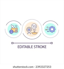 Wireless communication technology loop concept icon. Digital data transmission equipment abstract idea thin line illustration. Isolated outline drawing. Editable stroke