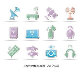 Wireless and communication technology objects - vector illustration