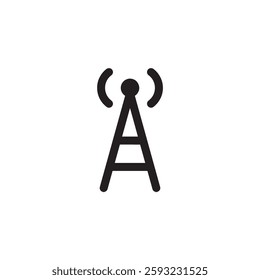 Wireless communication tower icon with signal waves Vector