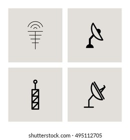 Wireless Communication Vector Line Icons