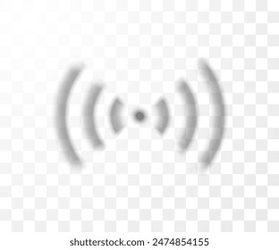 Wireless communication wave signal. Vector illustration showcasing the sound effect of a Wi-Fi signal, perfect for a logo. Light effect of gray, blurred color on isolated background.