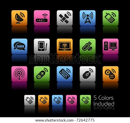 Wireless & Communications // Color Box -------It includes 5 color versions for each icon in different layers ---------