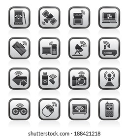 Wireless and communications icons - vector icon set