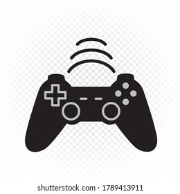 Wireless-Computerspiele Joystick-Symbol auf weißem, transparentem Hintergrund. Black Gamepad Silhouette Symbol. Einfaches Joypad-Zeichen