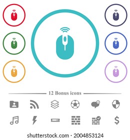 Wireless Computer Maus flache Symbole in Kreisform Umrisse. 12 Bonussymbole sind im Lieferumfang enthalten.