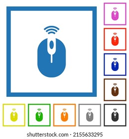 Wireless Computer-Maus-Flachfarbicons mit Quadranten-Rahmen auf weißem Hintergrund