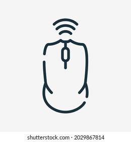 Wireless Computer Mouse Linear Icon. Gaming Mouse Line Icon. Esports Equipment And Device. Editable Stroke. Vector Illustration.