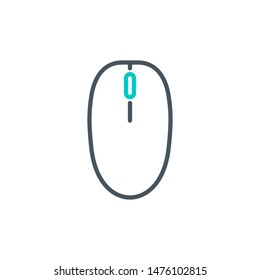 wireless computer mouse outline flat icon. Single high quality outline logo symbol for web design or mobile app. Thin line sign design logo. Black and blue icon pictogram isolated on white background