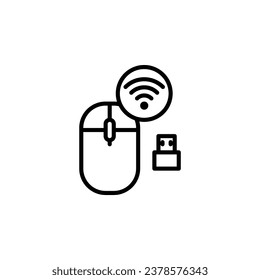 Wireless computer mouse outline icon. Vector illustration. The isolated icon suits the web, infographics, interfaces, and apps.