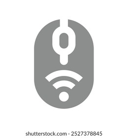 Vektorsymbol für die Wireless-Computermaus. Maus mit Bildlauftaste und Wi-Fi-Symbol.