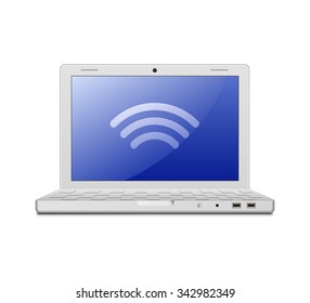 Wireless concept. Vector illustration of laptop and wireless technology