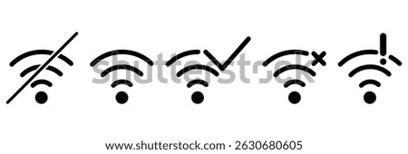 Wireless connect signal strength icon vector illustration for mobile internet WIFI connectivity network access alert status dashboard UI.