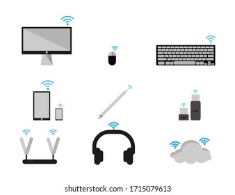 Dispositivos inalámbricos conectados a la tecnología informática que son esenciales para el trabajo desde casa.