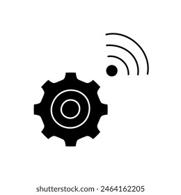 Wireless connected industrial black hand drawn icon