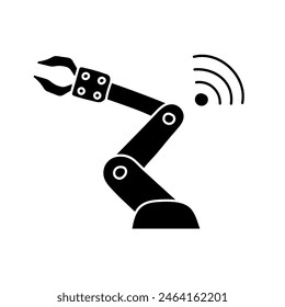 Wireless connected robotic arm black hand drawn icon