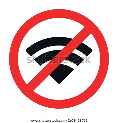Wireless connection ban solid icon, prohibited elements concept. Vector graphics. Wifi signal coverage forbidden sign on white background