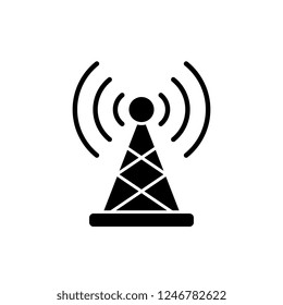 Wireless connection black icon, vector sign on isolated background. Wireless connection concept symbol, illustration 