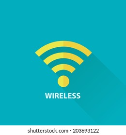 Wireless connection flat web icon.  Flat design style modern vector illustration. Isolated on stylish color background, flat long shadow design, flat design elements, internet techonolgies, programs