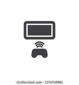 Wireless connection gamepad controller vector icon. filled flat sign for mobile concept and web design. Gaming joystick and tv glyph icon. Symbol, logo illustration. Pixel perfect vector graphics