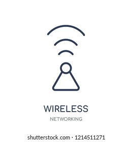 Wireless connection icon. Wireless connection linear symbol design from Networking collection. Simple outline element vector illustration on white background.