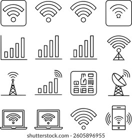 wireless connection icon set over white background, line style, vector illustration