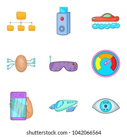 Wireless connection icons set. Cartoon set of 9 wireless connection vector icons for web isolated on white background