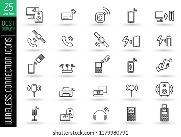 Wireless Connection Set Vector Illustration With White Background