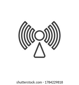 Wireless connection signal line icon. linear style sign for mobile concept and web design. Wifi network signal outline vector icon. Symbol, logo illustration. Vector graphics