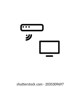 Wireless Connection Technology Gadget Vector Logo Monoline Icon Symbol for Graphic Design UI UX or Website