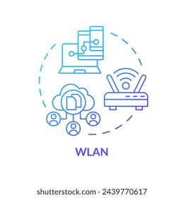 Wireless connection type blue gradient concept icon. Internet communication technology. Cloud computing administration. Round shape line illustration. Abstract idea. Graphic design. Easy to use