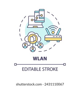 Wireless connection type multi color concept icon. Internet communication technology. Cloud computing administration. Round shape line illustration. Abstract idea. Graphic design. Easy to use