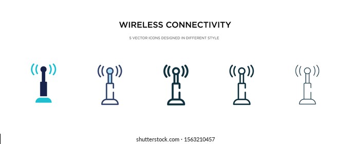 wireless connectivity icon in different style vector illustration. two colored and black wireless connectivity vector icons designed in filled, outline, line and stroke style can be used for web,