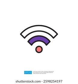 Wireless Connectivity Icon Featuring Signal Strength Indicator in Various Colors Representing Technology and Communication