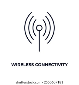 wireless connectivity outline icon. Linear vector from computer concept. Thin line wireless connectivity icon isolated on white background