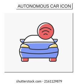 Wireless control color icon. Autopilot mode. Self-driving car controlled by wifi. Autonomous car concept. Isolated vector illustration
