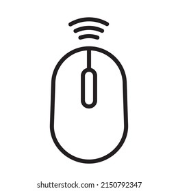 wireless or cordless computer mouse icon, linear, vector illustration 