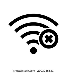 wireless with a cross symbol, illustration of no internet connection icon vector