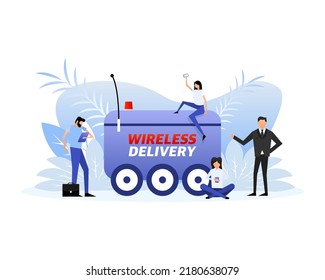 Icono de entrega inalámbrica con personas planas. Ilustración del vector